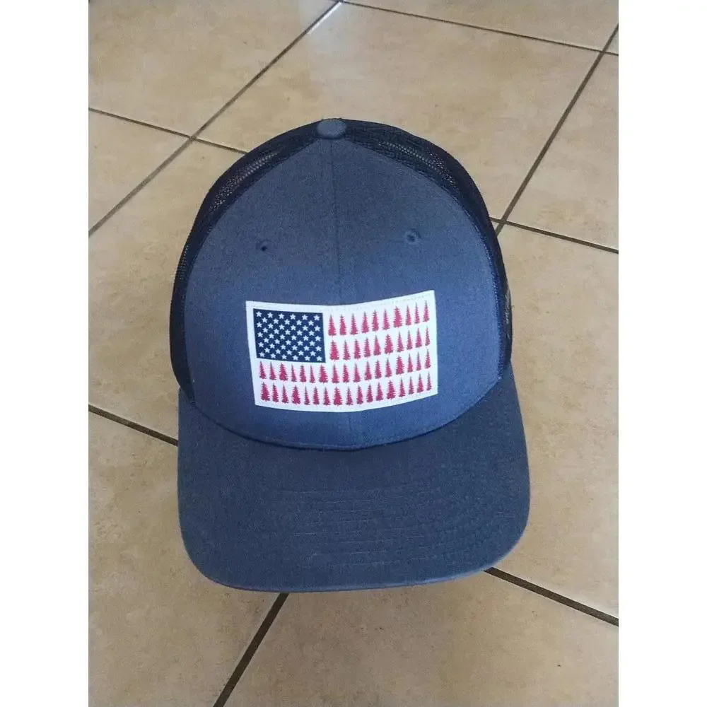 Columbia Hat with Mesh Back American Flag & Tree One Size lot of 2